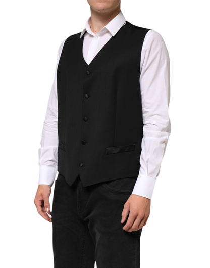 Dolce &amp; Gabbana Schwarze Wollweste für formelle Anlässe