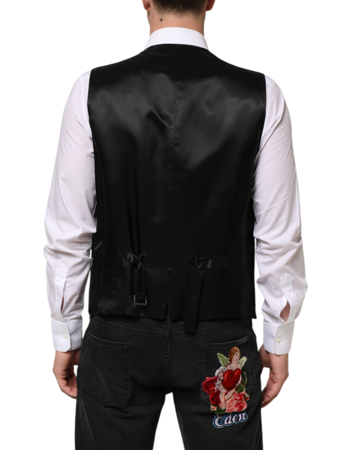 Dolce &amp; Gabbana Schwarze Wollweste für formelle Anlässe