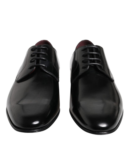 Dolce &amp; Gabbana Herren Derby-Schuhe aus schwarzem Kalbsleder