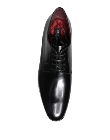 Dolce &amp; Gabbana Herren Derby-Schuhe aus schwarzem Kalbsleder
