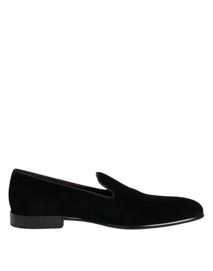 Dolce &amp; Gabbana – Slipper aus schwarzem Samt für Herren, formelle Schuhe