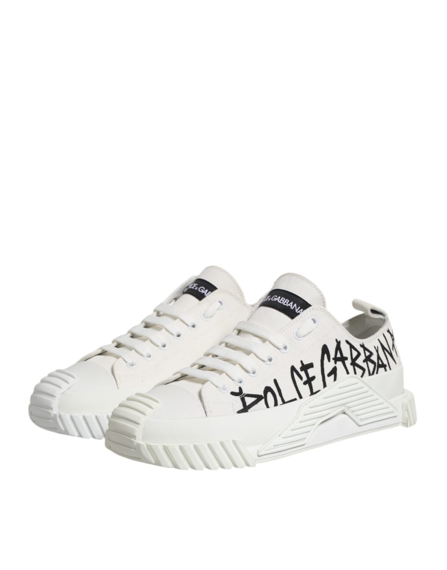 Dolce &amp; Gabbana Weiße Logo Graffiti Low Top Sneakers Schuhe