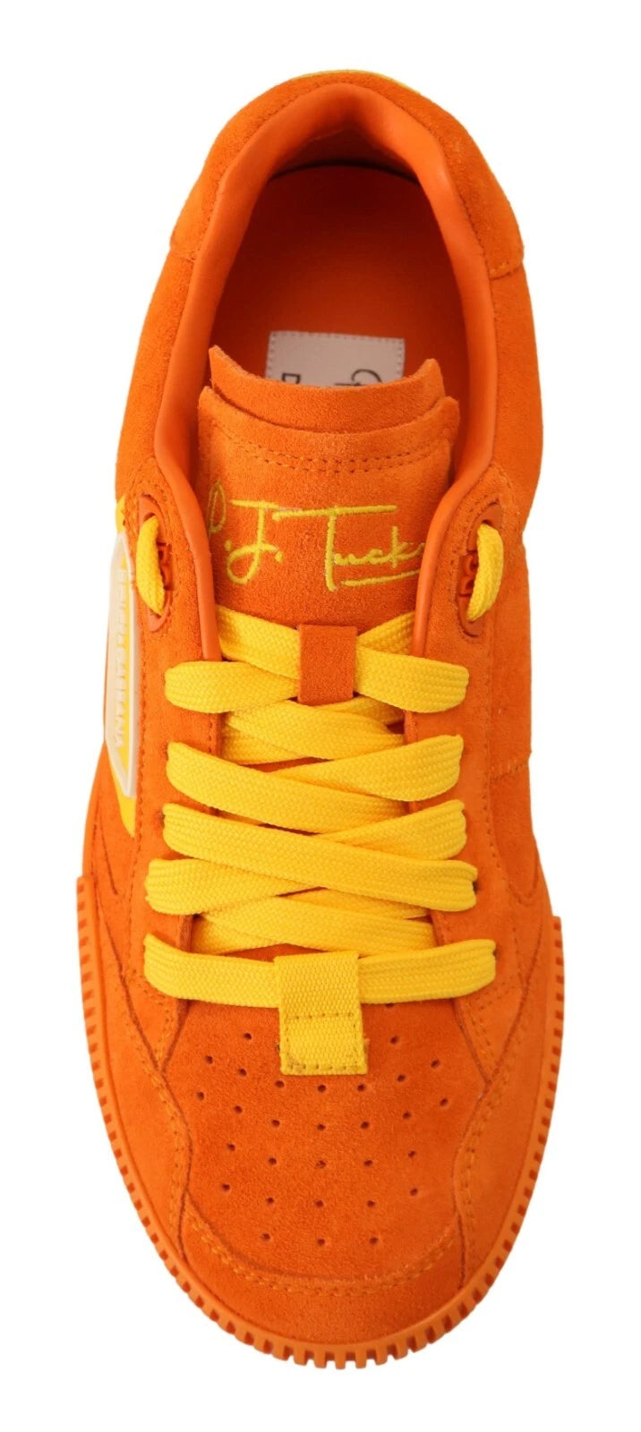 Dolce &amp; Gabbana Orange Leder Pj Tucker Herren Sneakers Schuhe