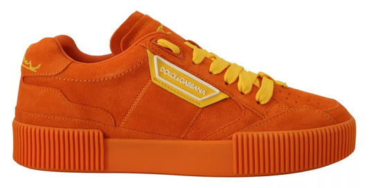 Dolce &amp; Gabbana Orange Leder Pj Tucker Herren Sneakers Schuhe