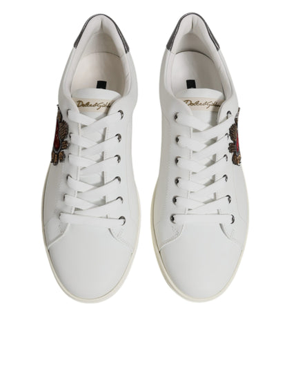 Dolce &amp; Gabbana Weiß Silber Sacred Heart Männer Sneakers Schuhe