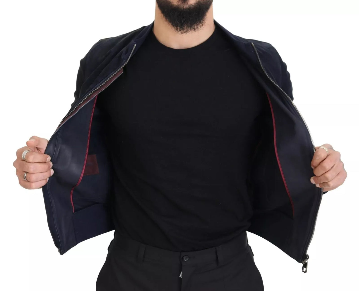 Dunkelblaue Blousonjacke aus Wildleder und Lammleder von Dolce &amp; Gabbana