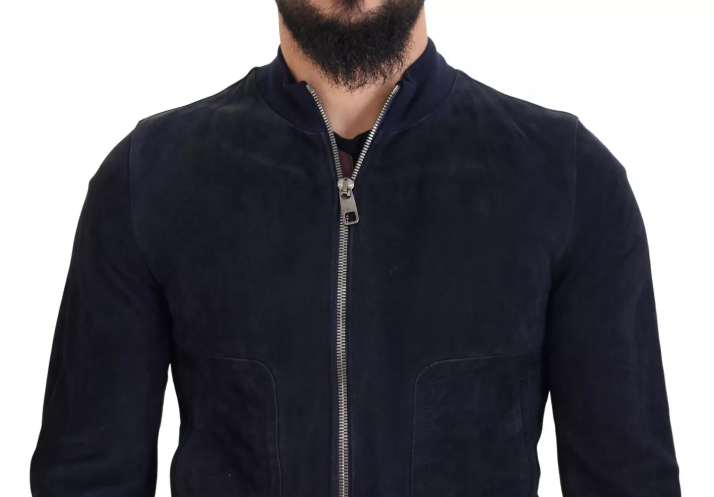 Dunkelblaue Blousonjacke aus Wildleder und Lammleder von Dolce &amp; Gabbana