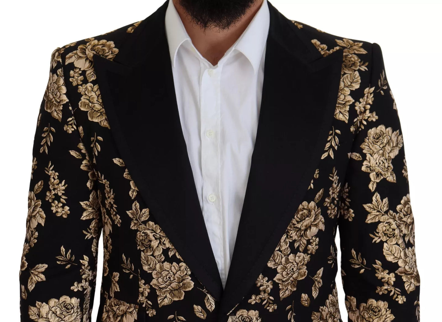 Dolce &amp; Gabbana – Blazer mit Blumenstickerei in Gold und Schwarz