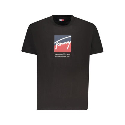 Tommy Hilfiger – Schwarzes Baumwoll-T-Shirt für Herren