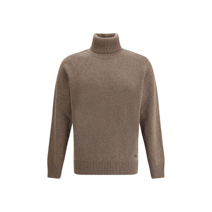 Brooksfield brauner Fleece-Rollkragenpullover aus Wolle