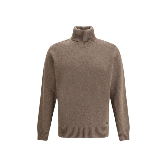 Brooksfield brauner Fleece-Rollkragenpullover aus Wolle