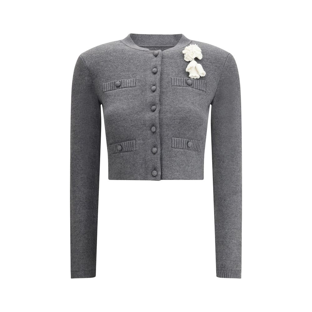 Graue Baumwoll-Strickjacke von Self-Portrait