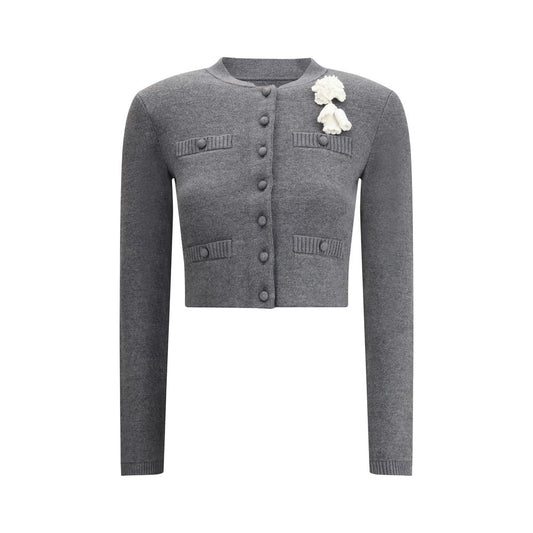 Graue Baumwoll-Strickjacke von Self-Portrait