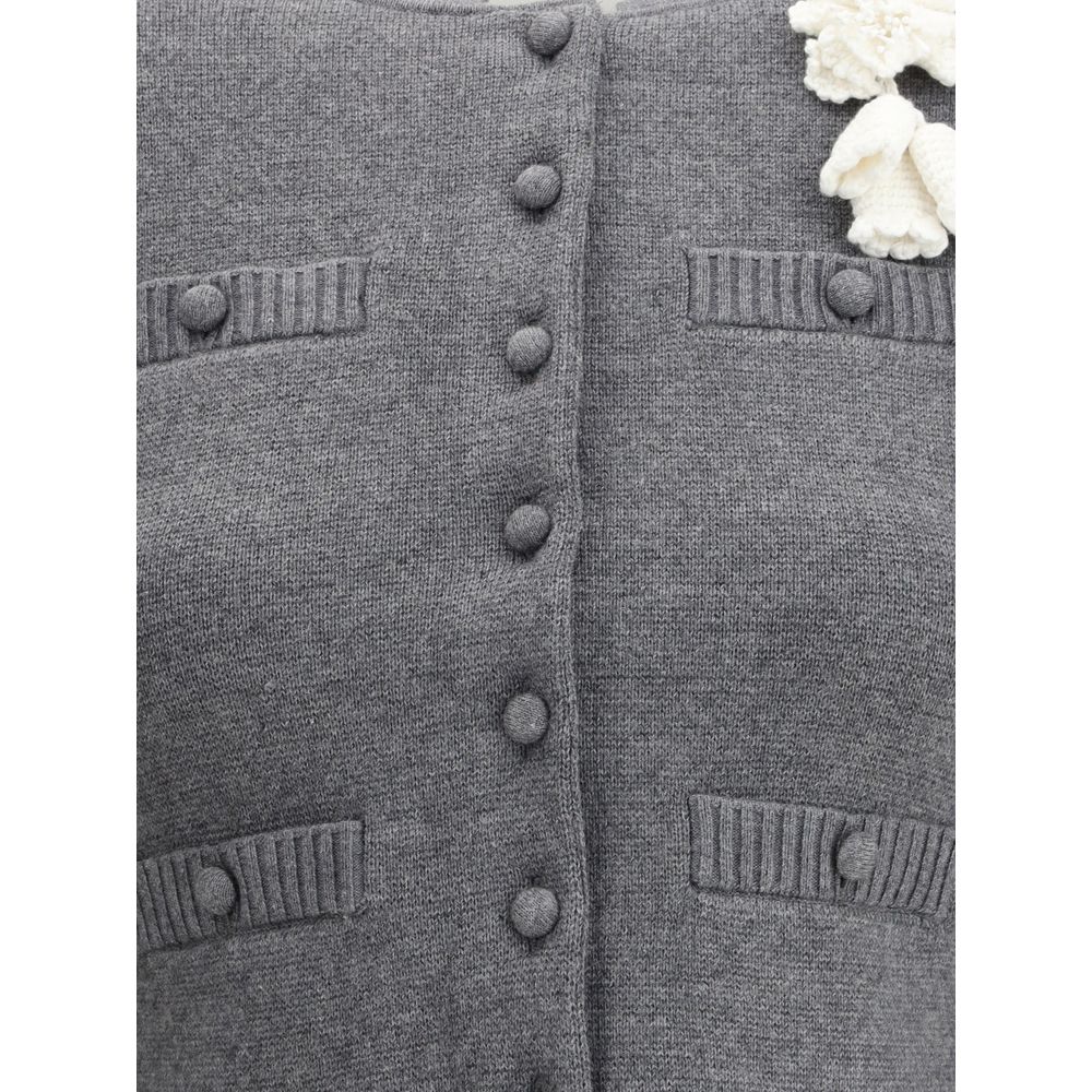 Graue Baumwoll-Strickjacke von Self-Portrait