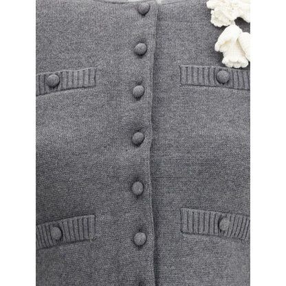 Graue Baumwoll-Strickjacke von Self-Portrait