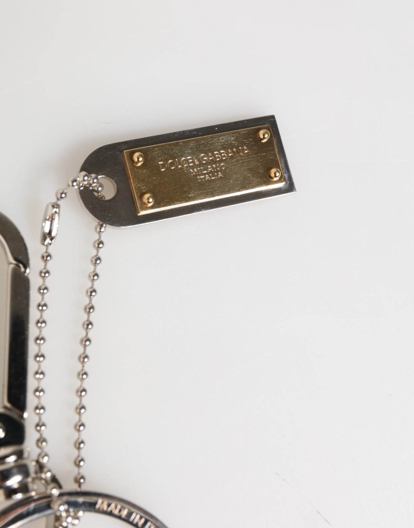 Dolce &amp; Gabbana Silberner Schlüsselanhänger mit DG-Logo, Taschenanhänger