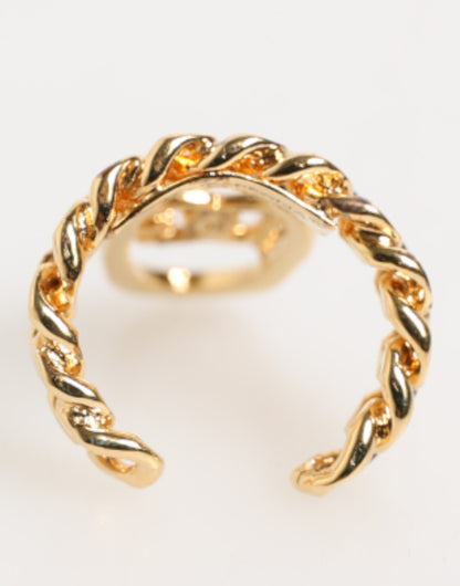 Dolce &amp; Gabbana – Verstellbarer Ring mit ovaler DG-Logokette aus goldfarbenem Messing