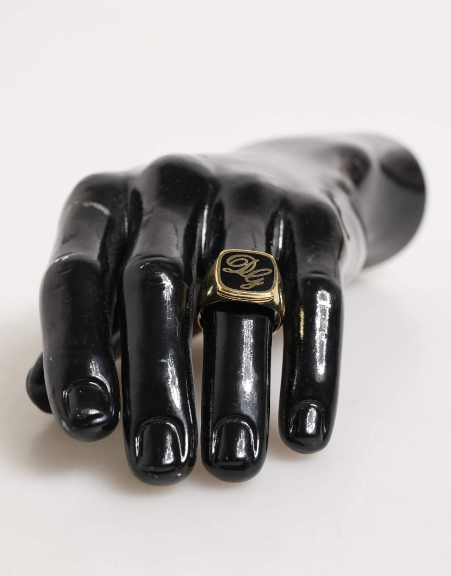 Dolce &amp; Gabbana – Verstellbarer Siegelring aus Messing mit DG-Logo in Goldton und Emaille