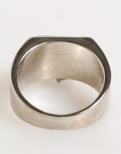 Dolce &amp; Gabbana – Silberfarbener Ring aus echtem Messing mit Pyramiden-DG-Logo