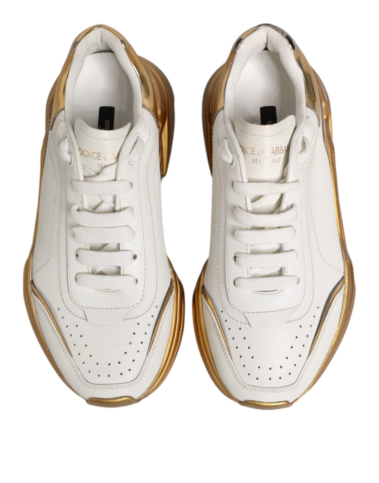 Dolce &amp; Gabbana Weißgold DAYMASTER Leder Sneakers Damenschuhe