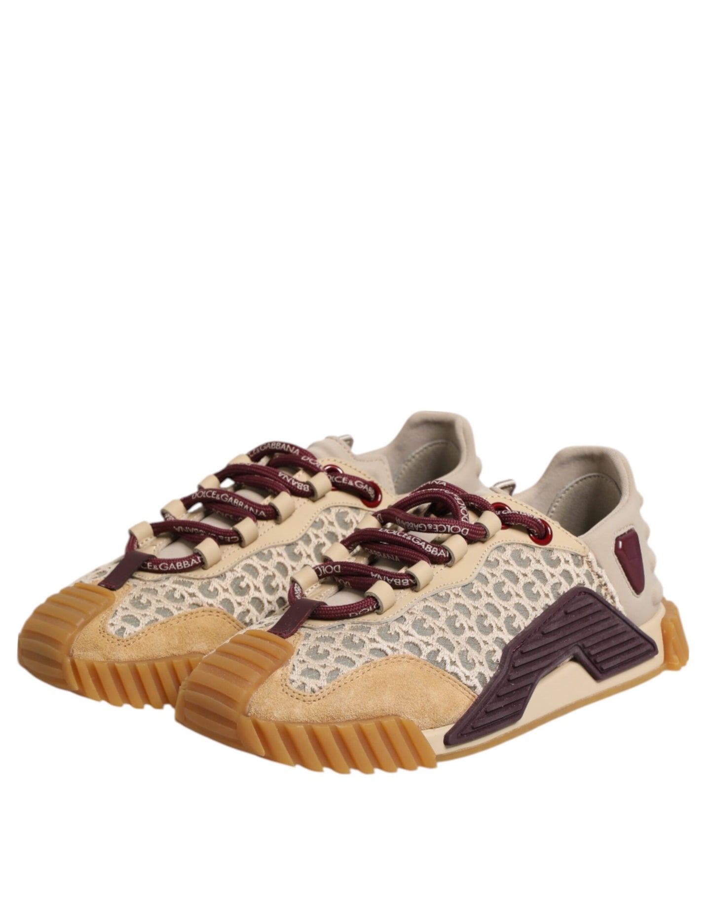 Dolce &amp; Gabbana Beige Neopren DG Logo NS1 Lace Sneakers Schuhe