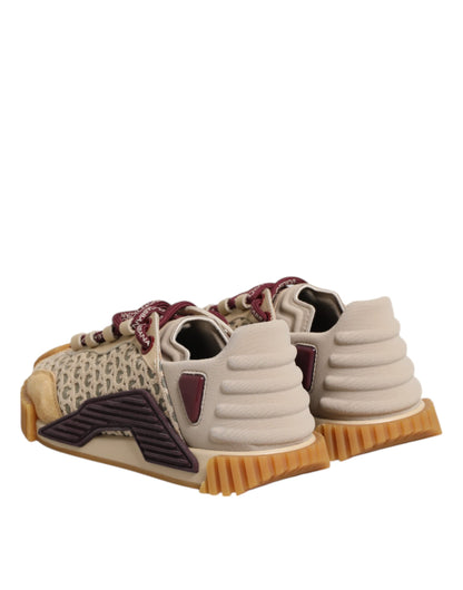 Dolce &amp; Gabbana Beige Neopren DG Logo NS1 Lace Sneakers Schuhe