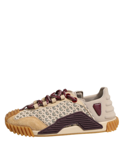 Dolce &amp; Gabbana Beige Neopren DG Logo NS1 Lace Sneakers Schuhe