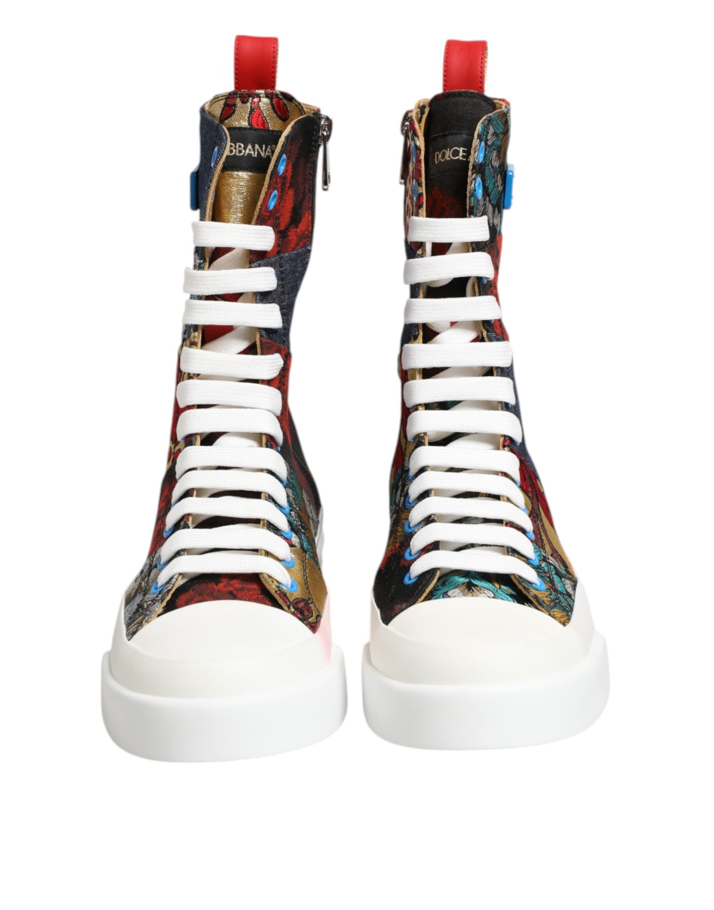 Dolce &amp; Gabbana Mehrfarbige Patchwork High Top Sneakers Schuhe