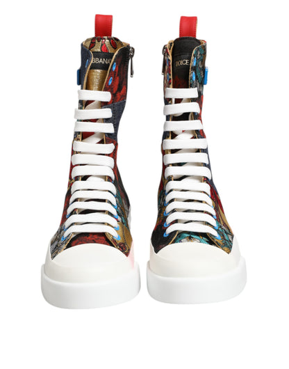 Dolce &amp; Gabbana Mehrfarbige Patchwork High Top Sneakers Schuhe
