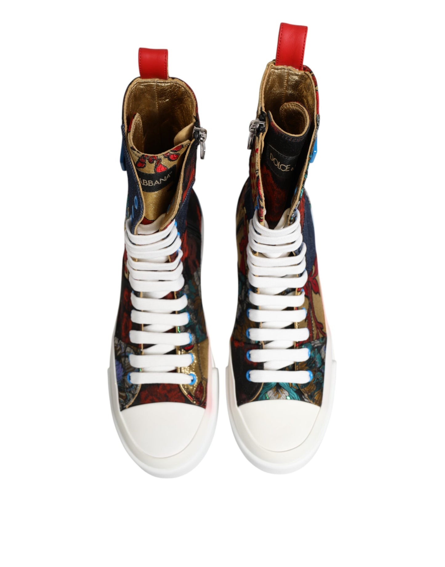Dolce &amp; Gabbana Mehrfarbige Patchwork High Top Sneakers Schuhe
