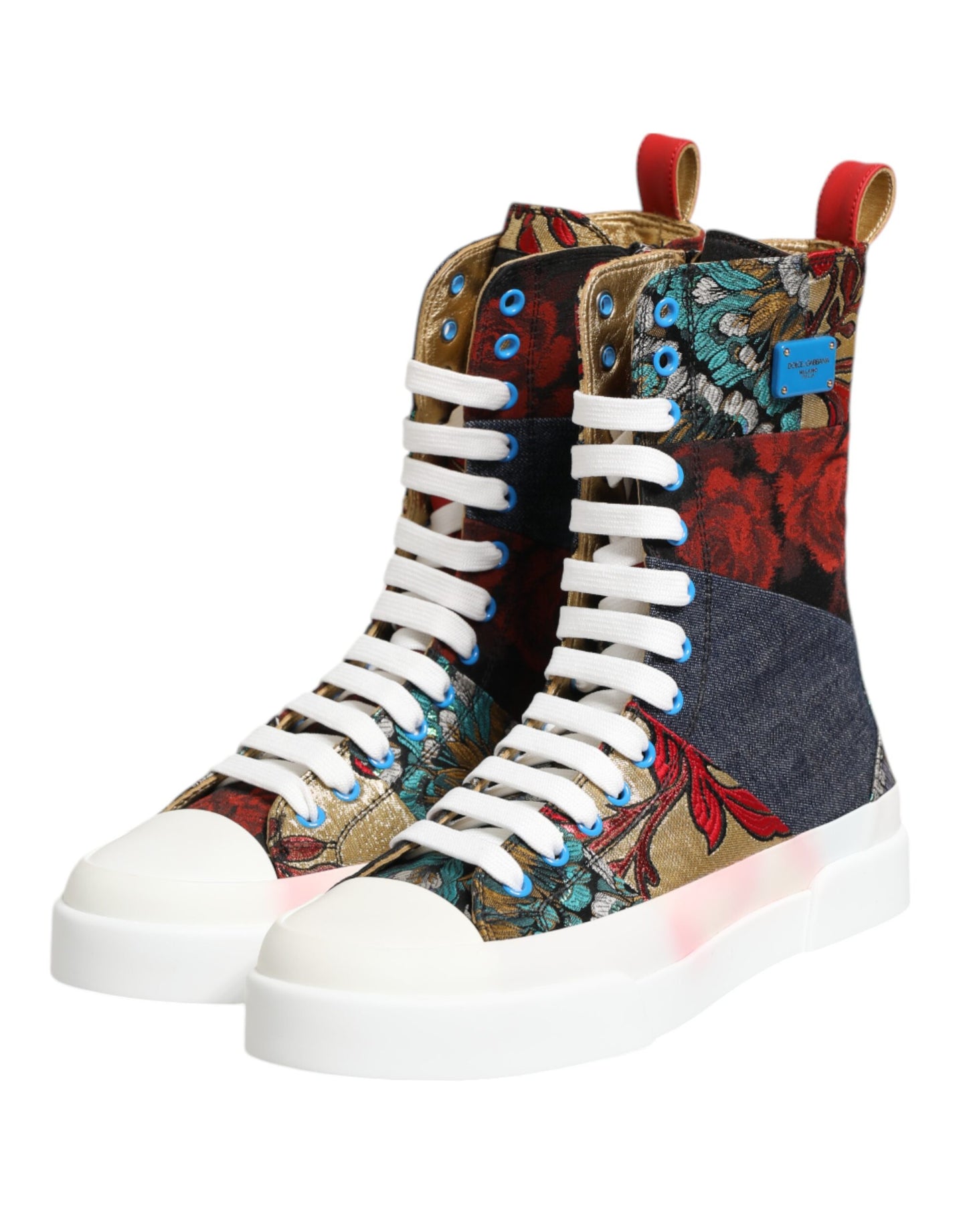 Dolce &amp; Gabbana Mehrfarbige Patchwork High Top Sneakers Schuhe