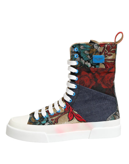Dolce &amp; Gabbana Mehrfarbige Patchwork High Top Sneakers Schuhe