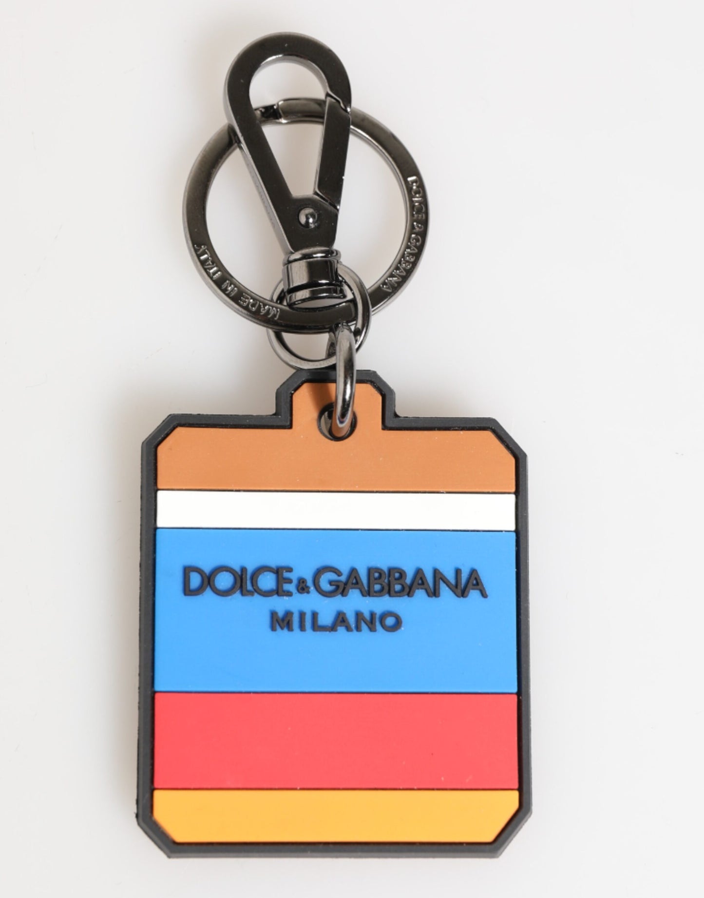 Dolce &amp; Gabbana Multicolor DG Rubber Logo Silber Herren Schlüsselanhänger