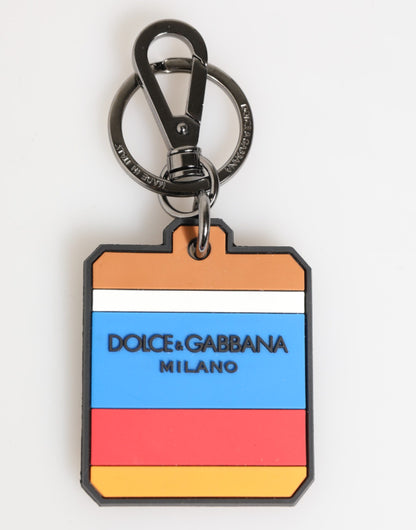 Dolce &amp; Gabbana Multicolor DG Rubber Logo Silber Herren Schlüsselanhänger