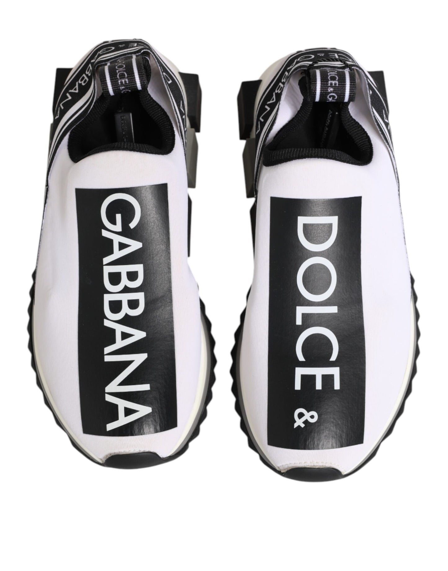 Dolce &amp; Gabbana Schwarz Weiß Slip On Sorrento Sneakers Schuhe