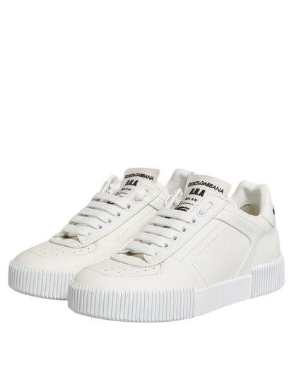 Dolce &amp; Gabbana Weiße Miami Leder Low Top Sneakers Schuhe