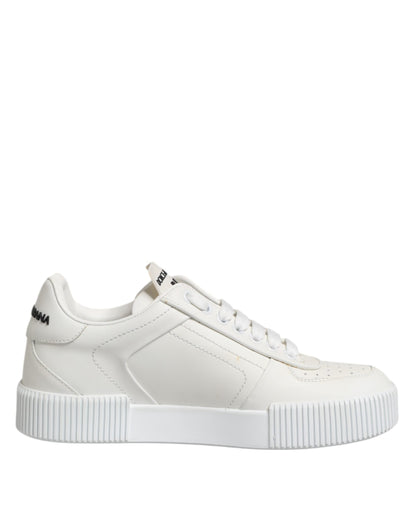 Dolce &amp; Gabbana Weiße Miami Leder Low Top Sneakers Schuhe