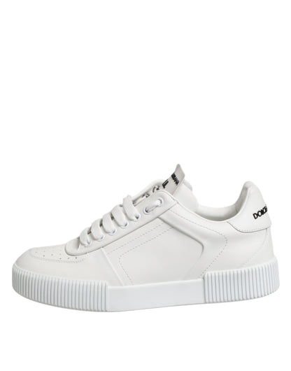 Dolce &amp; Gabbana Weiße Miami Leder Low Top Sneakers Schuhe