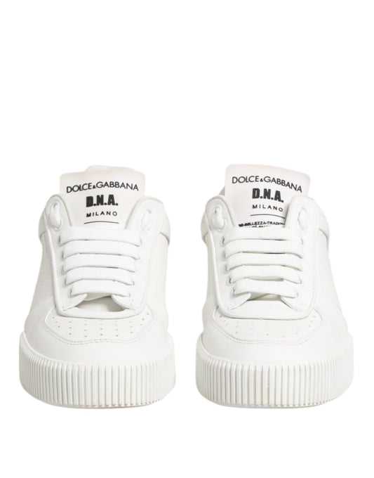 Dolce &amp; Gabbana Weiße Miami Leder Low Top Sneakers Schuhe