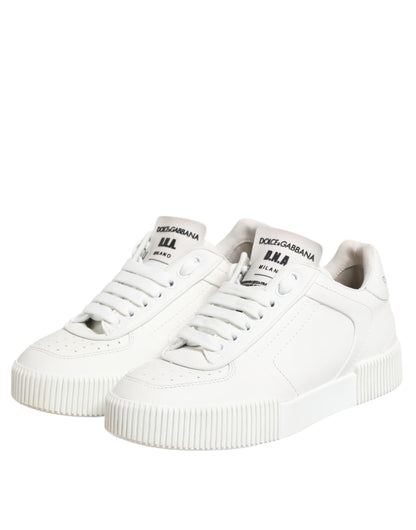 Dolce &amp; Gabbana Weiße Miami Leder Low Top Sneakers Schuhe