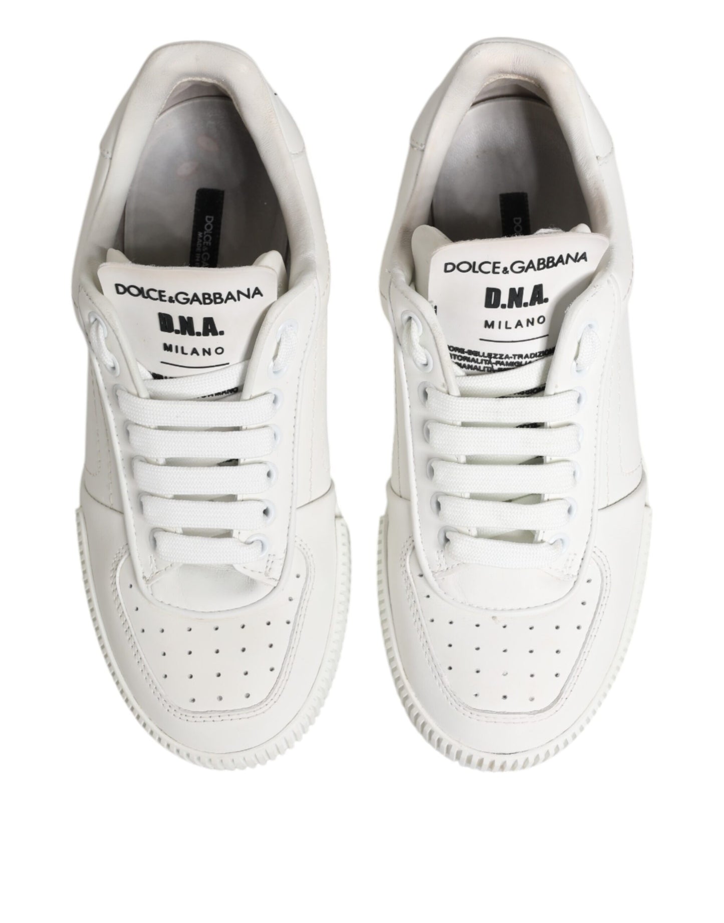 Dolce &amp; Gabbana Weiße Miami Leder Low Top Sneakers Schuhe