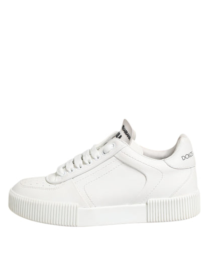 Dolce &amp; Gabbana Weiße Miami Leder Low Top Sneakers Schuhe
