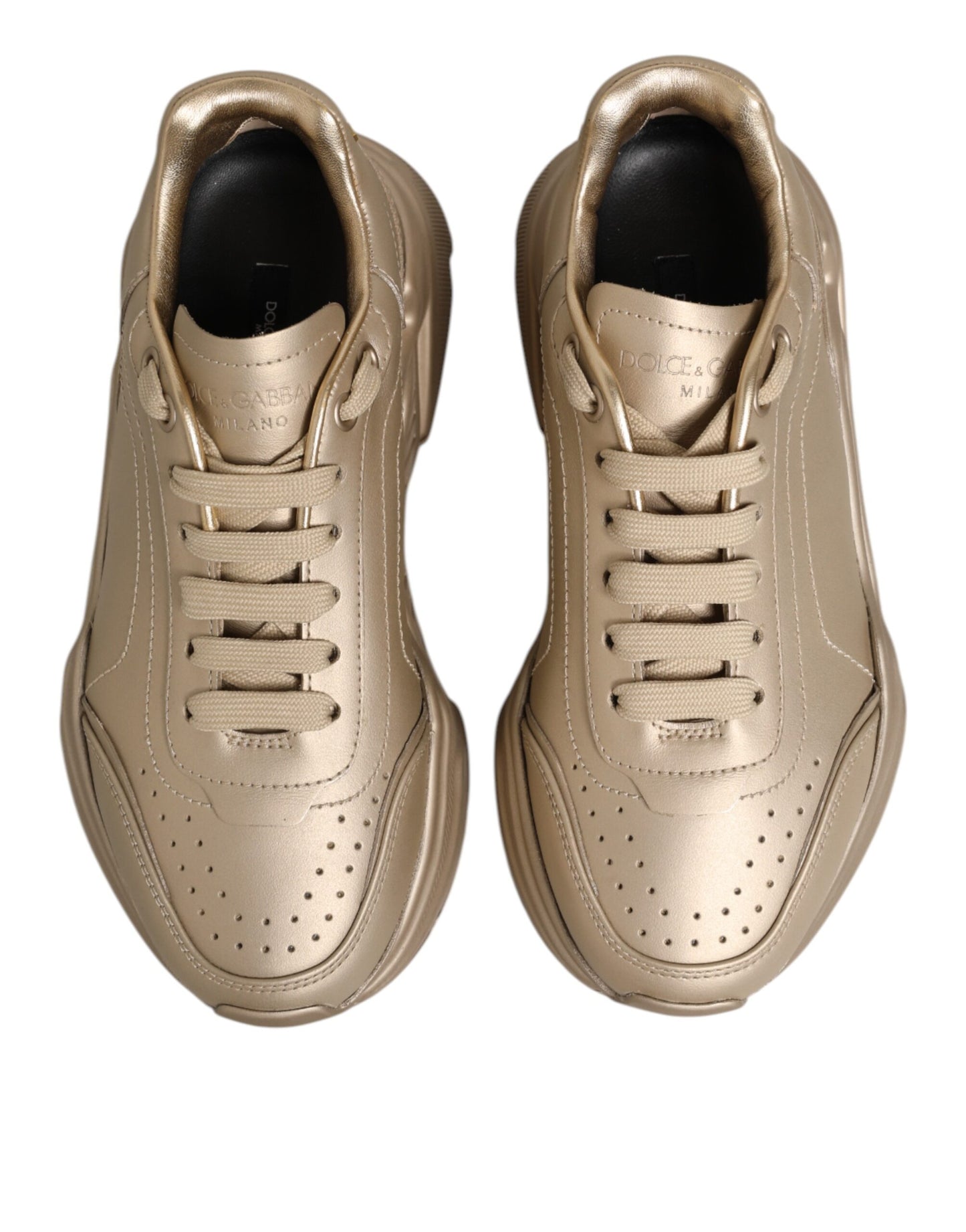 Dolce &amp; Gabbana Daymaster Damen Sneaker aus goldenem Leder