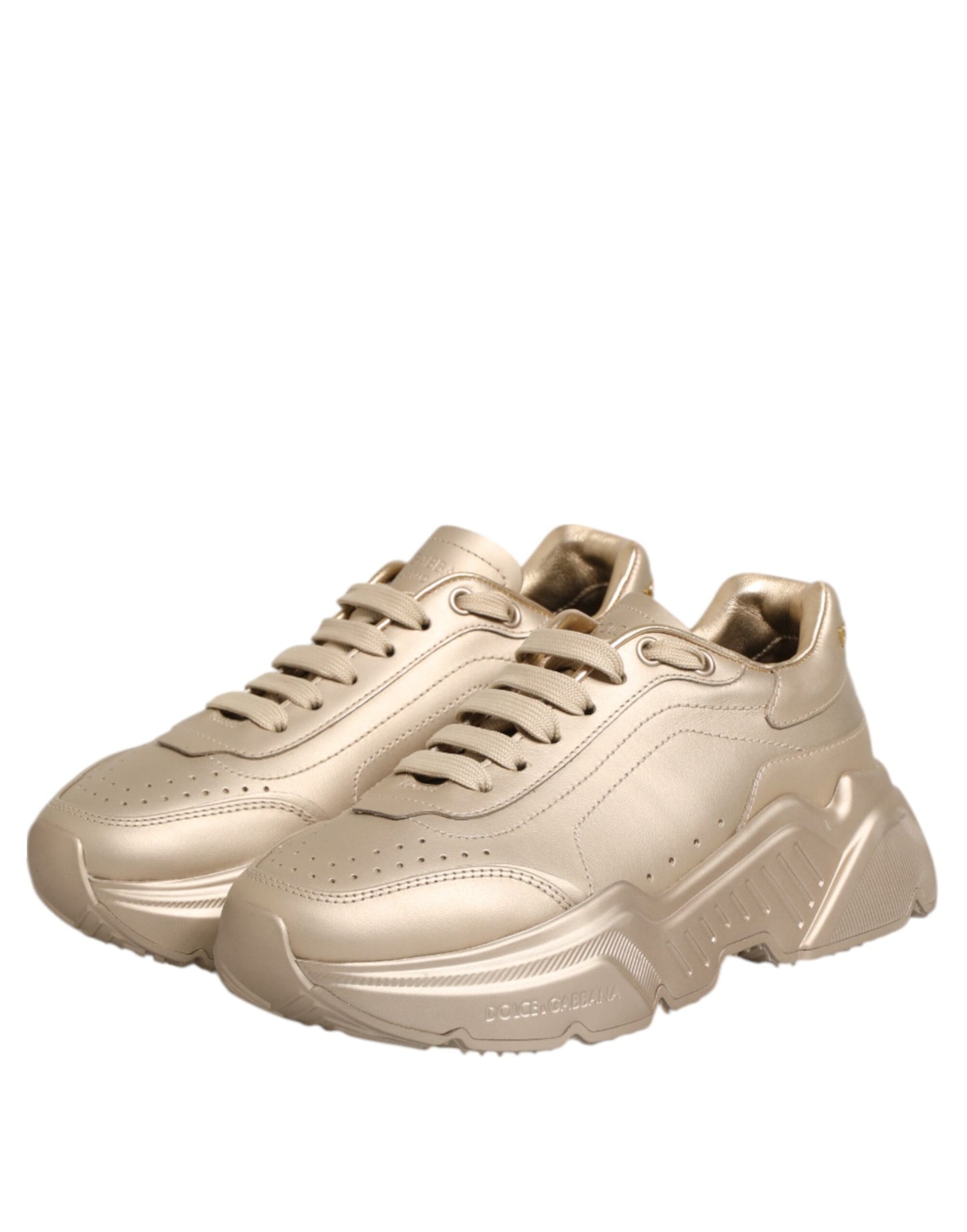 Dolce &amp; Gabbana Daymaster Damen Sneaker aus goldenem Leder