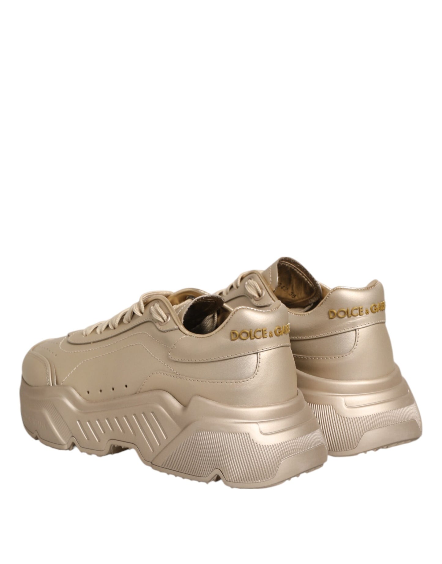 Dolce &amp; Gabbana Daymaster Damen Sneaker aus goldenem Leder
