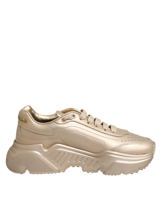 Dolce &amp; Gabbana Daymaster Damen Sneaker aus goldenem Leder