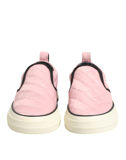 Dolce &amp; Gabbana – Slip-On-Sneaker aus gestepptem Nylon in Rosa