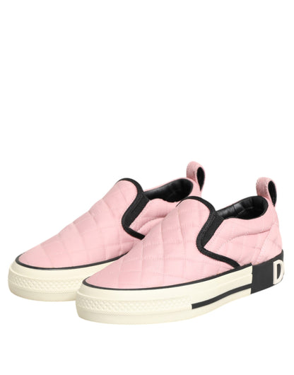 Dolce &amp; Gabbana – Slip-On-Sneaker aus gestepptem Nylon in Rosa