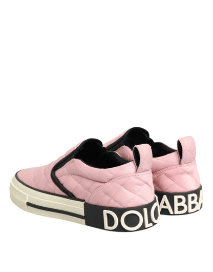 Dolce &amp; Gabbana – Slip-On-Sneaker aus gestepptem Nylon in Rosa