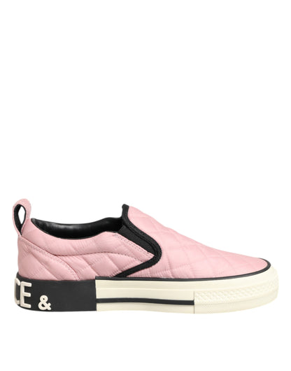 Dolce &amp; Gabbana – Slip-On-Sneaker aus gestepptem Nylon in Rosa